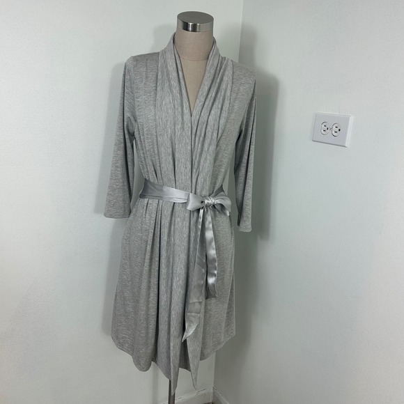 Fleur't Iconic Lingerie Robe Heather Gray Belted Pockets‎ Small/Medium S/M $110 - Picture 9 of 9